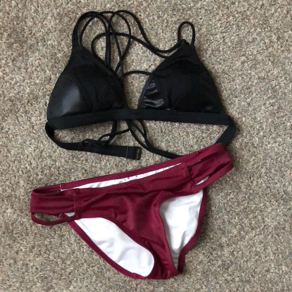 PINK bikini top and bottom